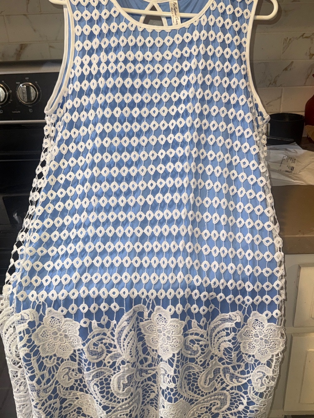 PerSeption Concept Sky Blue Dress with White Trim